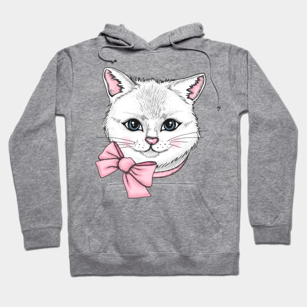 Cat with pink tie Hoodie by stark.shop